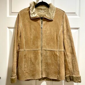 Vintage Guess tan genuine leather-suede shearling jacket
